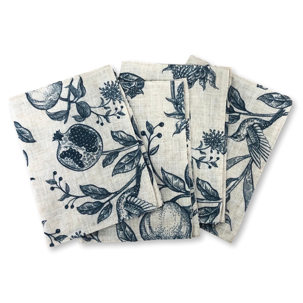 JINCHAN Beige Blue Floral Bird Placemats Set of 4